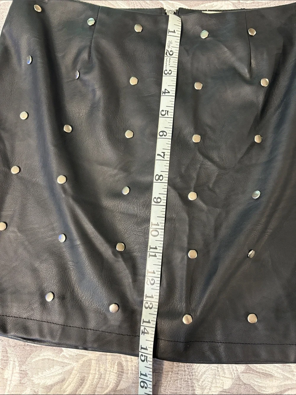 Hot Gal Black Faux Leather Studded Mini Skirt
